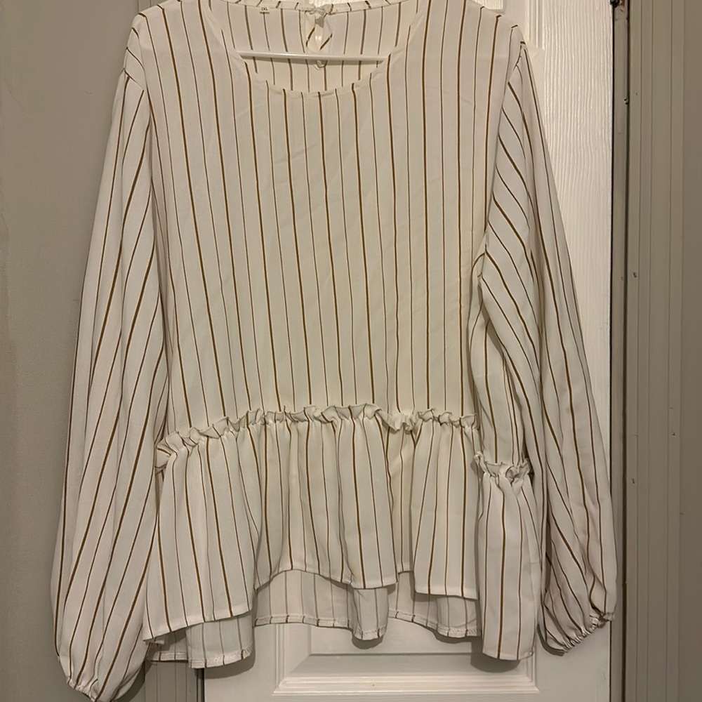 2X pinstripe dress top SHEIN